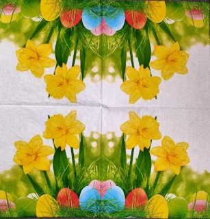 Ubrousek  vhodný pro techniku Decoupage- narcisy UB1