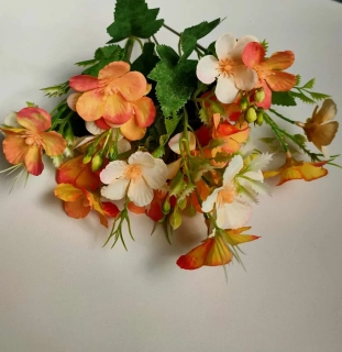 Květina svazek - drobné kvítka oranžovo bílé  - KS12