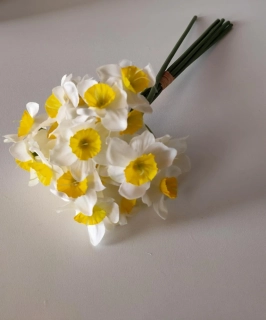 Umělá Narciska - bíložlutá  34cm 