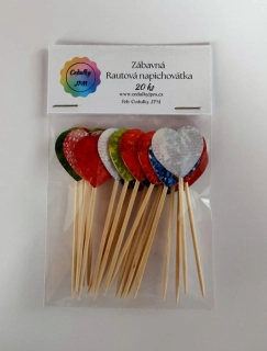 Rautové zápichy  - sada  mix 20 ks srdíčko barevné