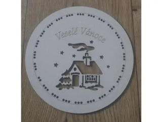 Šablona pro pletení věnce  Veselé Vánoce  Domeček - papír